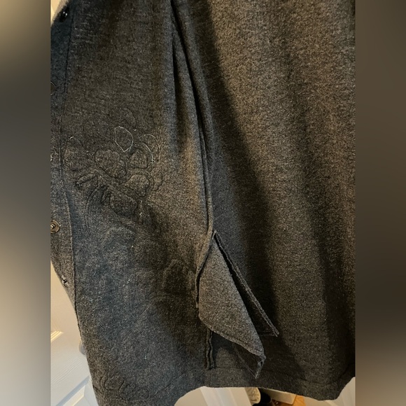 Women’s Ruby24 Wool Coat, Charcoal Gray with Floral Pattern  - Mediumn - Picture 7 of 8